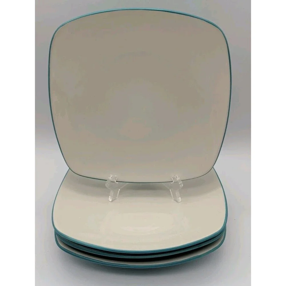 Vtg Noritake Colorwave Turquoise Square Salad Plates Set Of 4